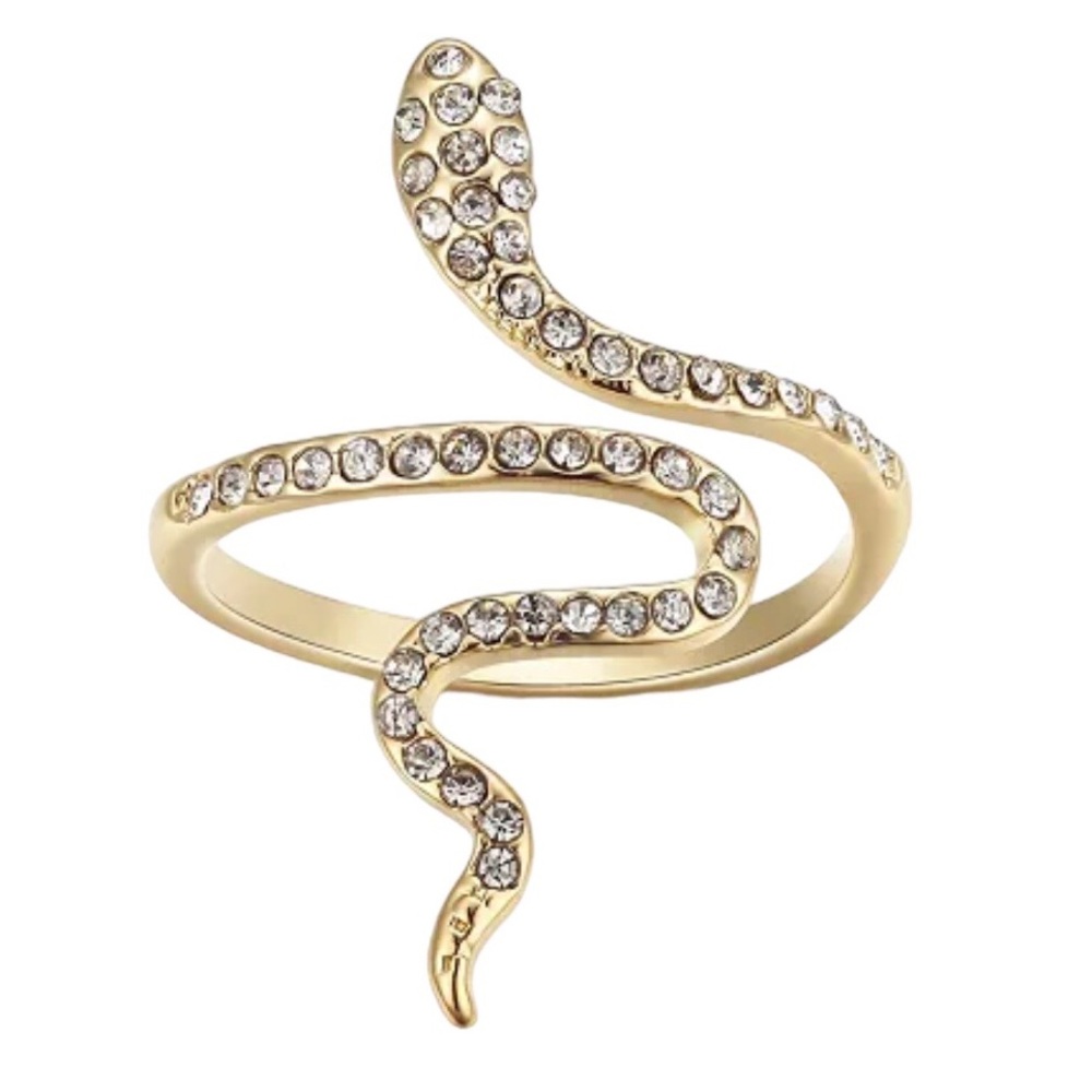 Unwritten Crystal Snake Bypass Ring - Size 7
